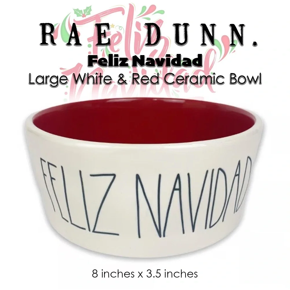 RAE DUNN Feliz Navidad White Red 8